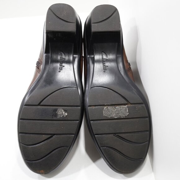 Clarks Bendables Ingalls Mood Brown Leather 2" Block Heel Ankle Boots - 10 - Picture 7 of 7